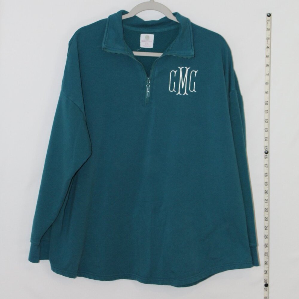Marley Lilley teal quarter zip‎ closure pullover sweatshirt L/XL